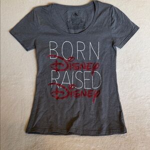 Disney Gray T-Shirt with Red Glitter Script Medium